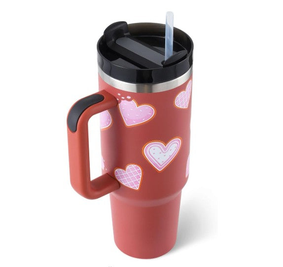 40 Oz Tumbler With Handle Straw Insulated, Stainless Steel Spill Proof Vacuum Co