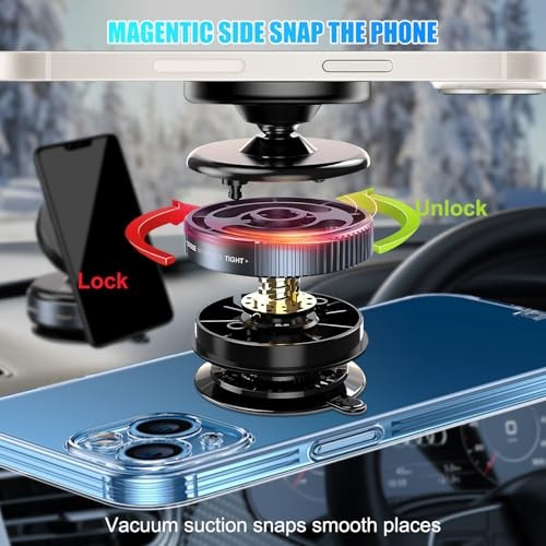 Upgraded Vacuum Magnetic Suction Phone Mount,360°Adjustable Magnetic Suction