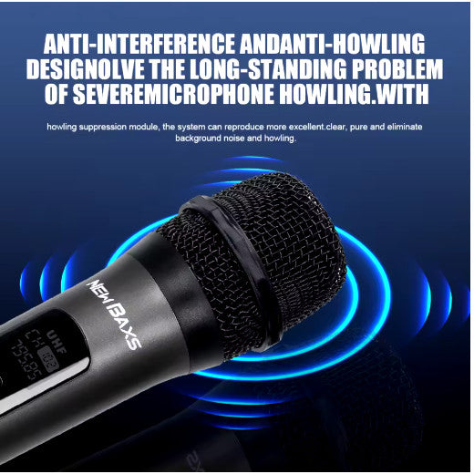 Microphone Wireless UHF Fixed Frequency 2 Channels Handheld Mic Professional UK