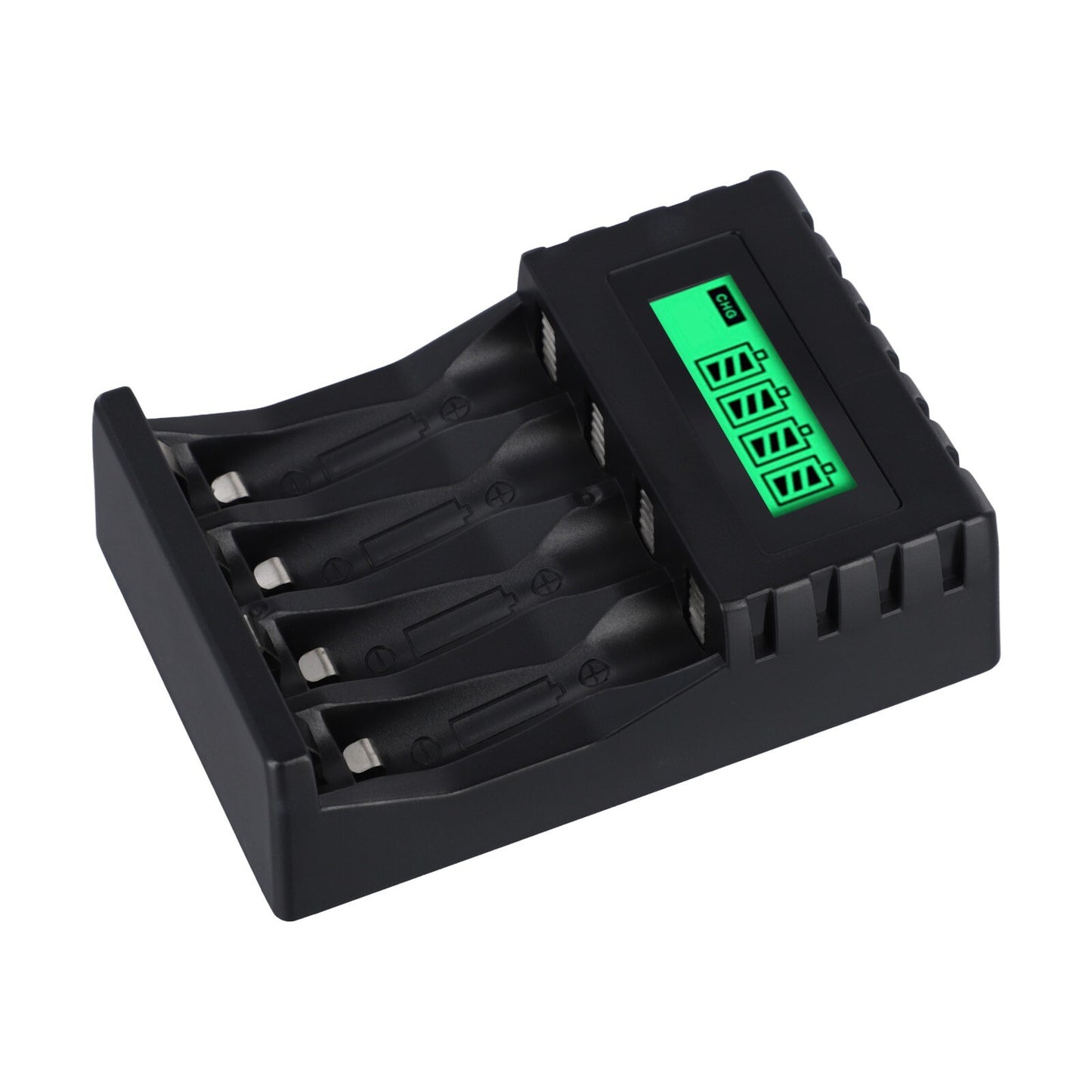Efficient LCD Charger with 4 Slots Suitable for AAAAA Rechargeable Batteries