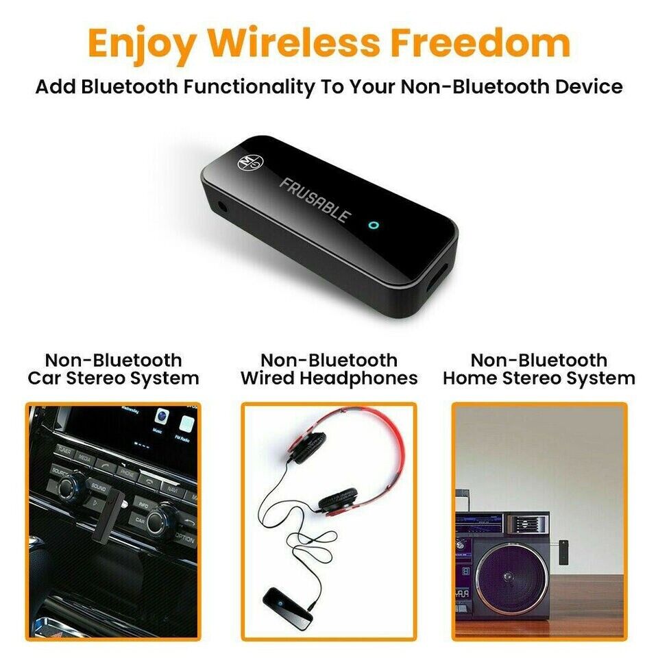 USB Wireless Bluetooth 5.0 Transmitter Receiver 2in1 Audio Adapter 3.5mm Aux Car