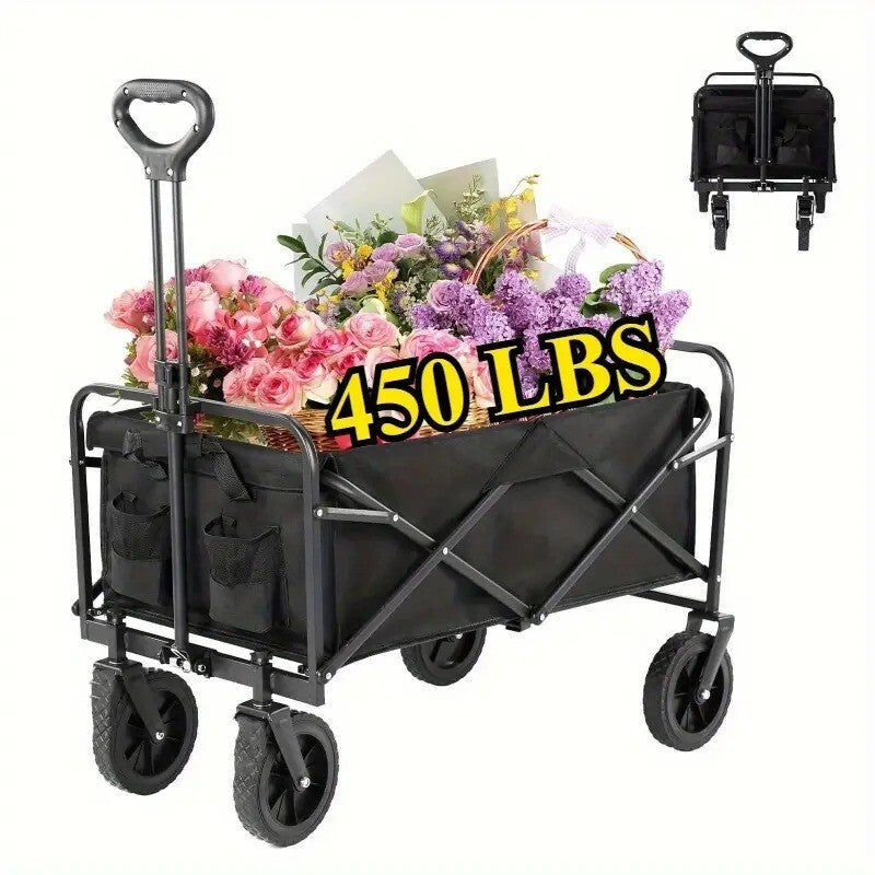 #HeavyDutyWagon 680 lb Capacity All-Terrain Folding Cart – Stainless Steel Frame