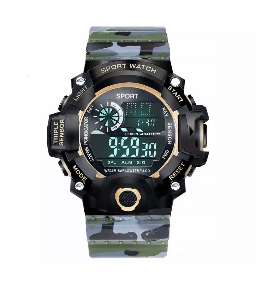 Men's Watches Military Army Sports Digital LED Shockproof Watch Alarm Stopwatch