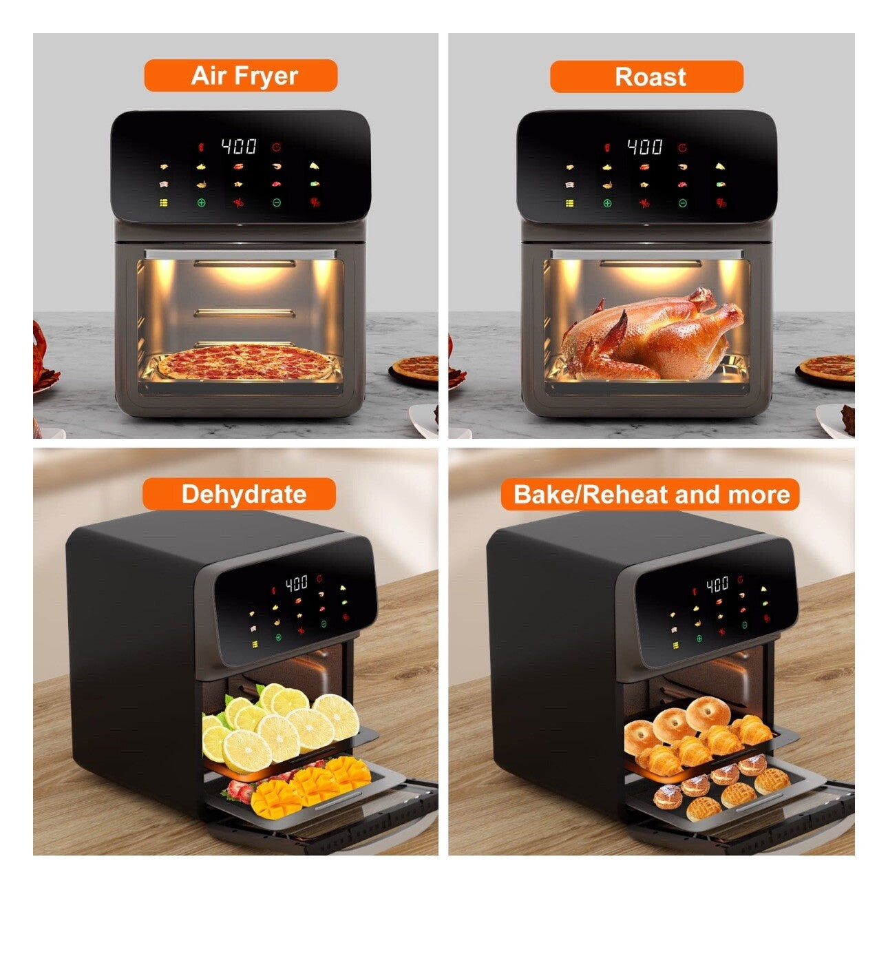 Evo Chef Air Fryer 12QT Convection Oven 10-in-1 Multi Function & Touchscreen