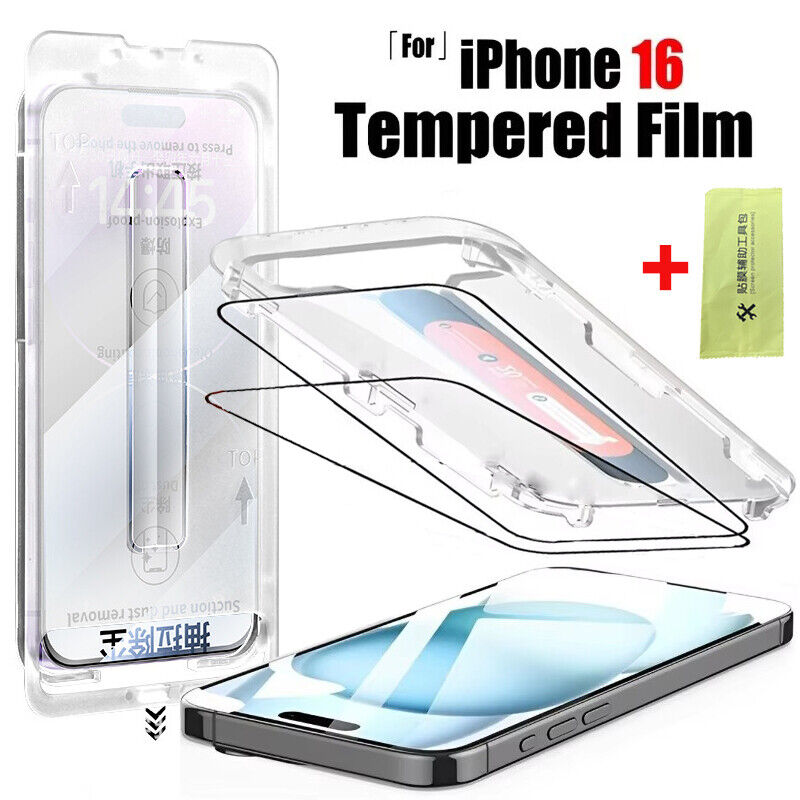 Glass Screen Protector for iPhone 16 15 14 Pro Max ,One-Click Installation-2024