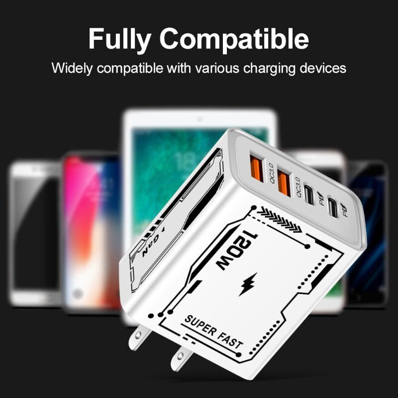 120W Fast Type C Wall Charger 4-in-1 Fast Cable For Samsung A16 A06 A15 A35 A55