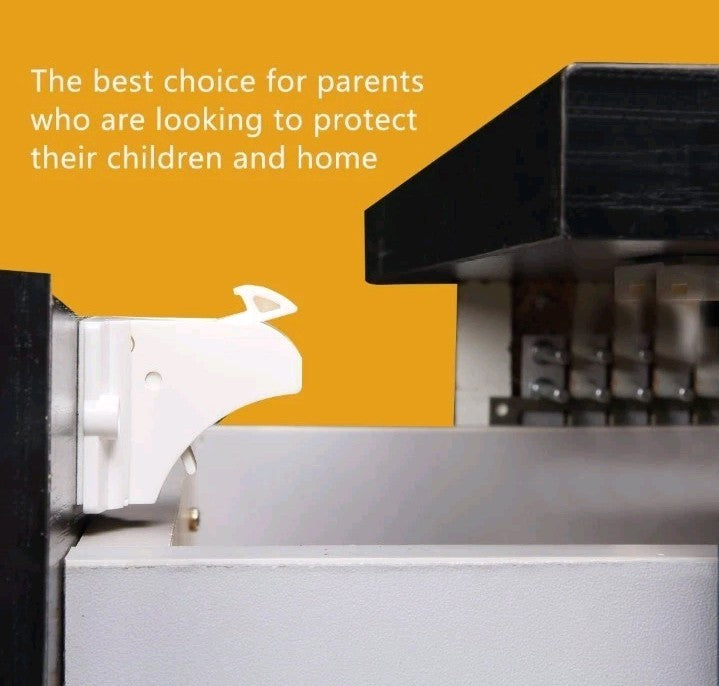 Child Safety Magnetic Cabinet Locks - vmaisi 4 Pack Adhesive Baby Proofing