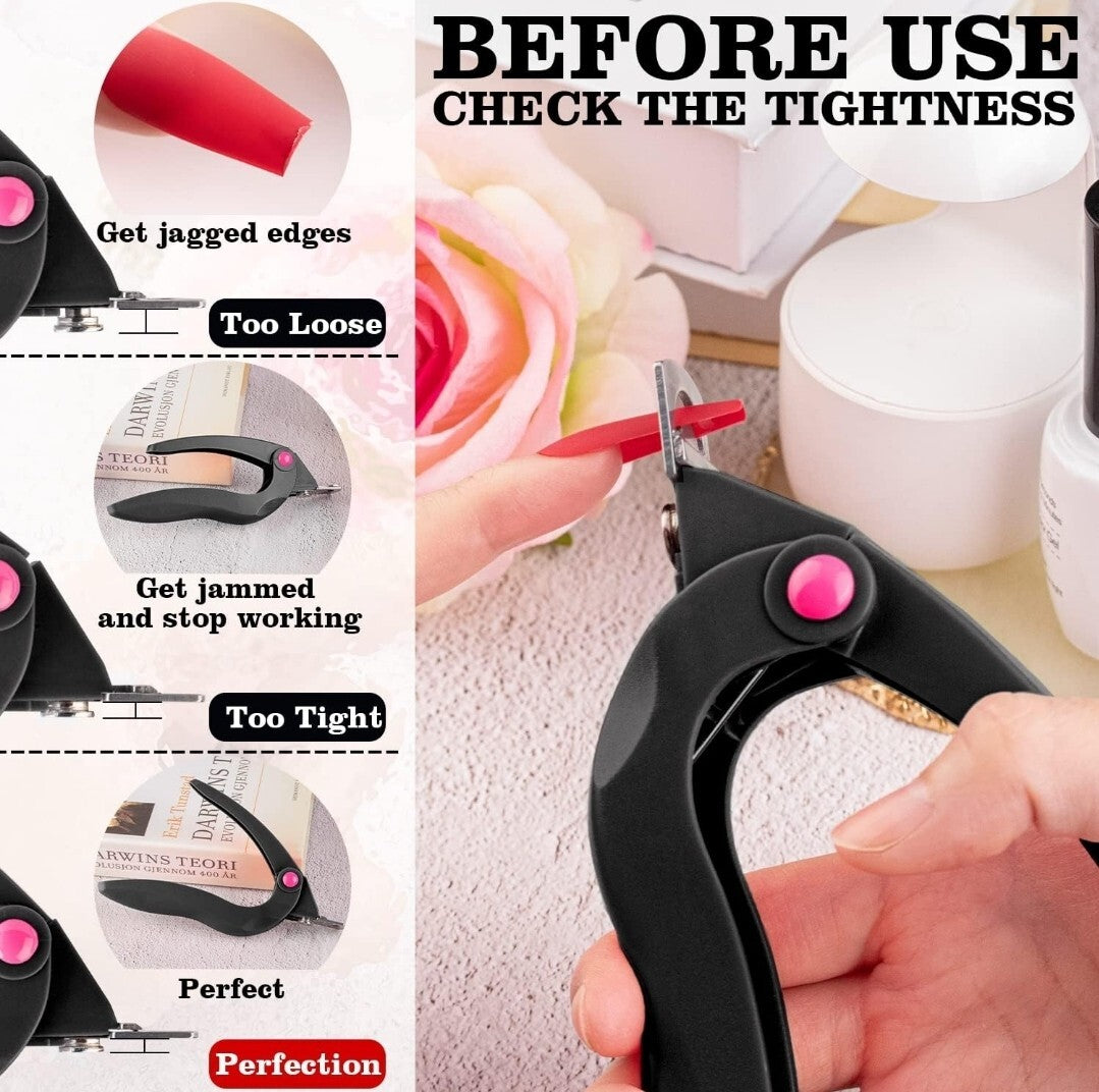 Adjustable Acrylic Nail Clippers with Sizer, Catcher and Length Measurement