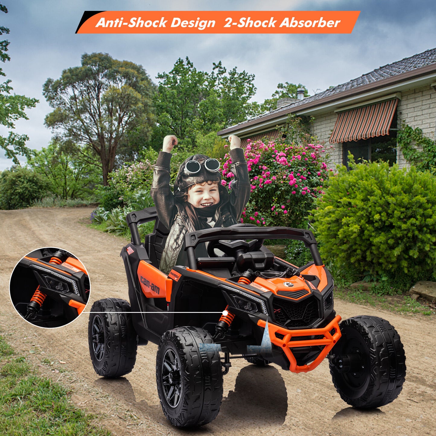 Can-Am Licensed 12V Ride on UTV Car for Kids Electric Fun Toys 4WD Off-Road Quad
