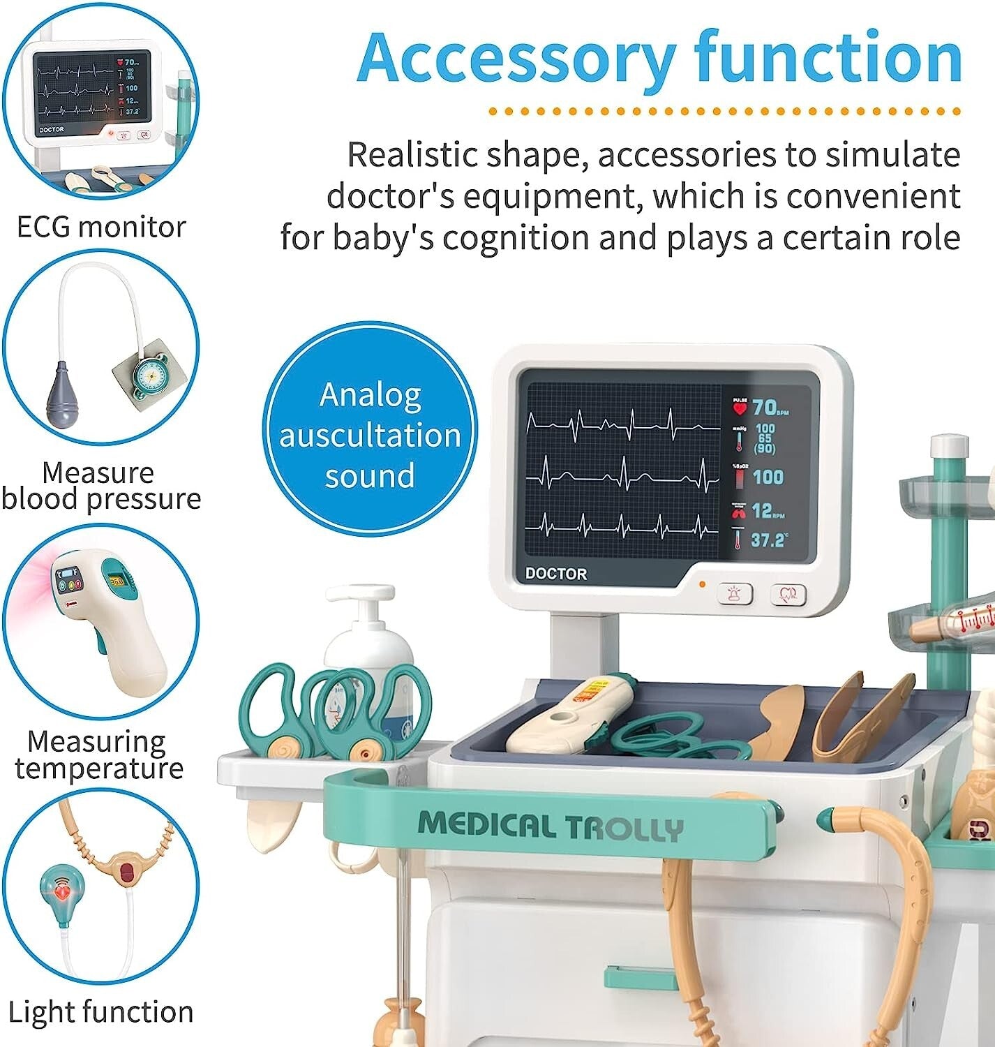 Doctor Kit for Kids, 28Pcs Pretend Play Medical Kit Toy with Sound and Light