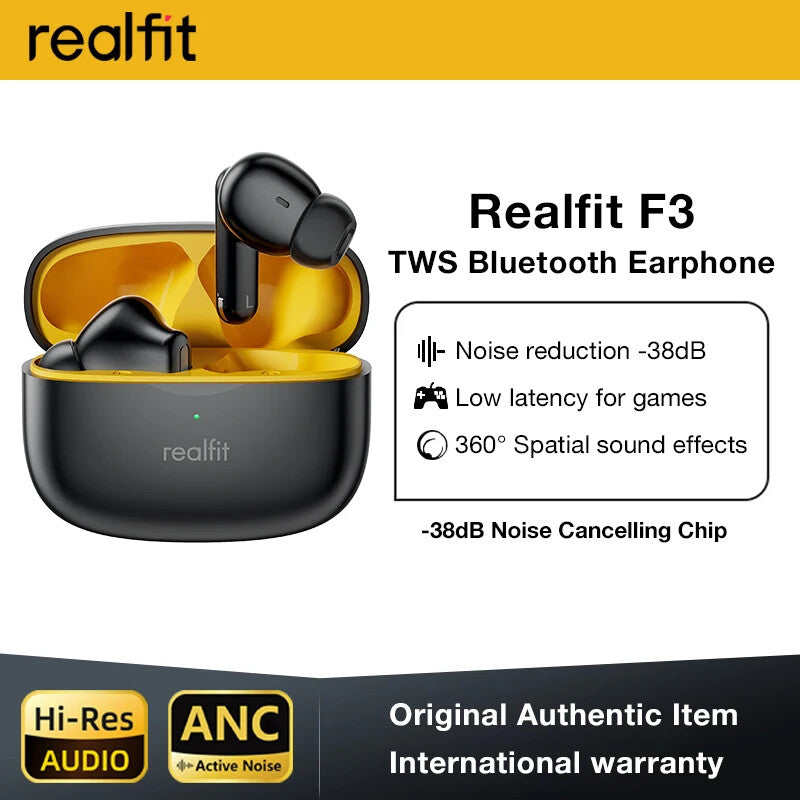 F3 ANC Active Noice Cancellation Bluetooth Earphones ENC Call HIFI Stereo Superb