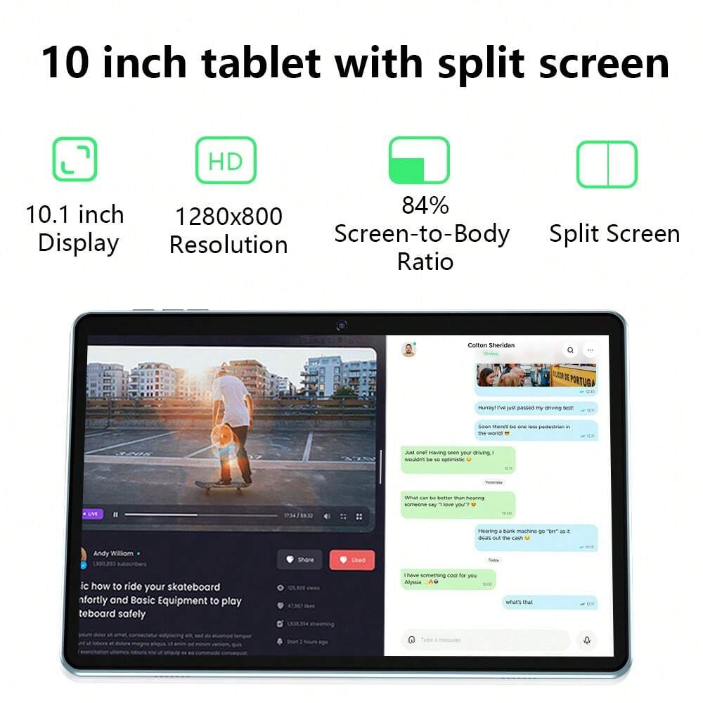 10" Android 13 Tablet, 6GB RAM, 64GB ROM, Dual Camera, GPS, 6000mAh, WiFi