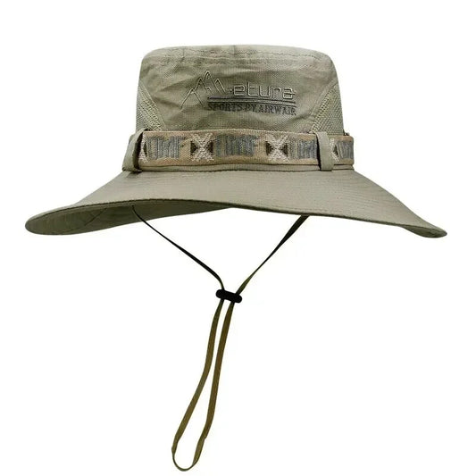 Summer Men Bucket Hat Outdoor UV Protection Wide Brim Panama Safari Hunting