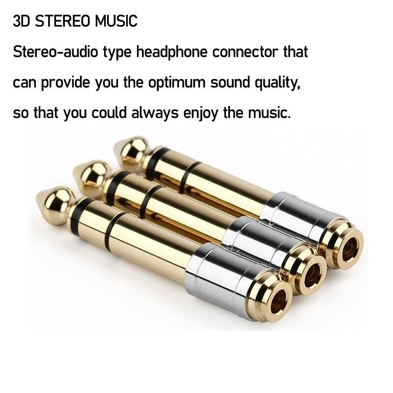 3pcs 6.35mm To 3.5mm Converters 1/4" Male 1/8" Female Jack Headphone Adapter