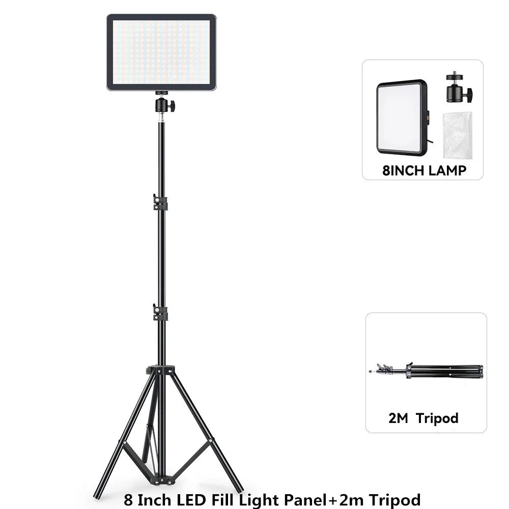 8/12 Inch LED Photography Video Light Panel Lighting Photo Studio Lamp Kit
