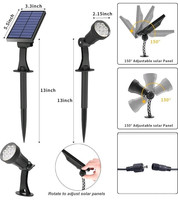 Solar Spot Lights Outdoor, Waterproof Landscape Lighting with Cable 3M,for,Ou...