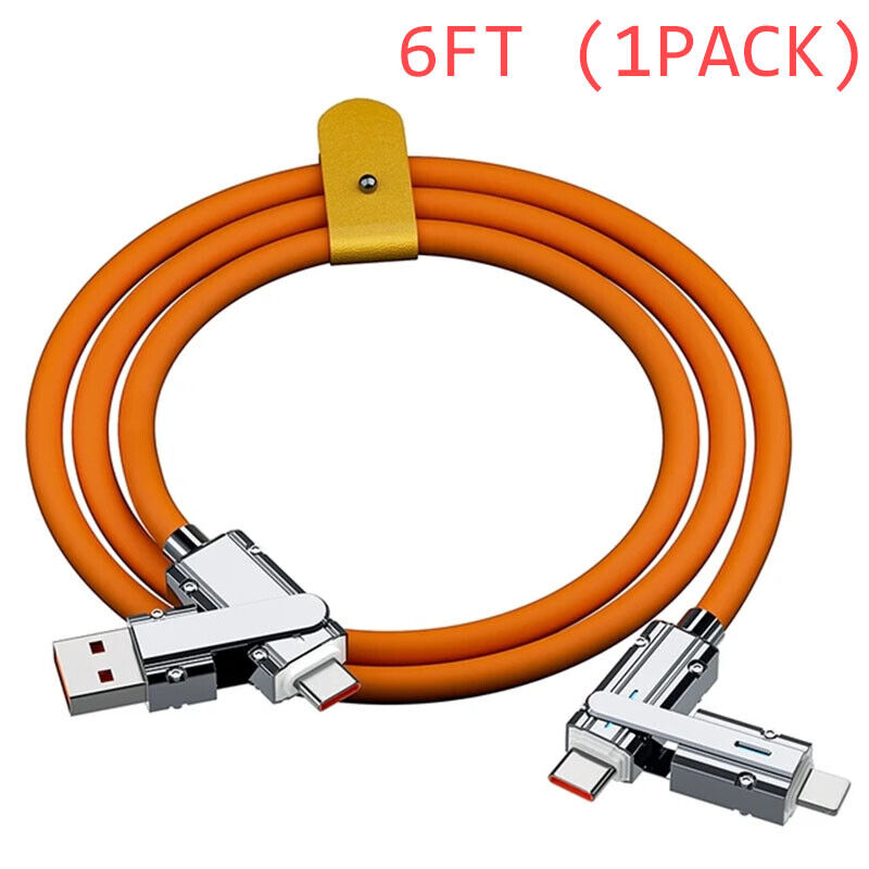 120W 4-In-1 Super Fast Charging Cable Charger Data Cord For iPhone Samsung iPad