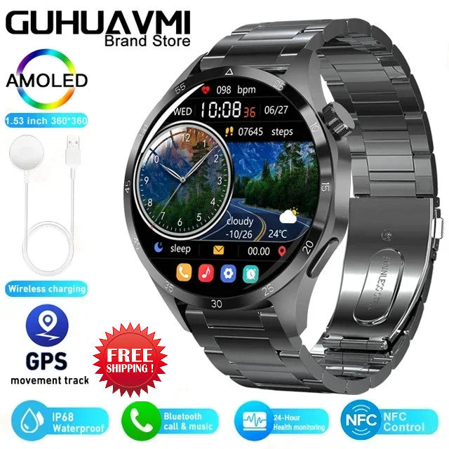 Fitness Tracker NFC Smartwatch Waterproof GPS Heart Rate Bluetooth Call Android
