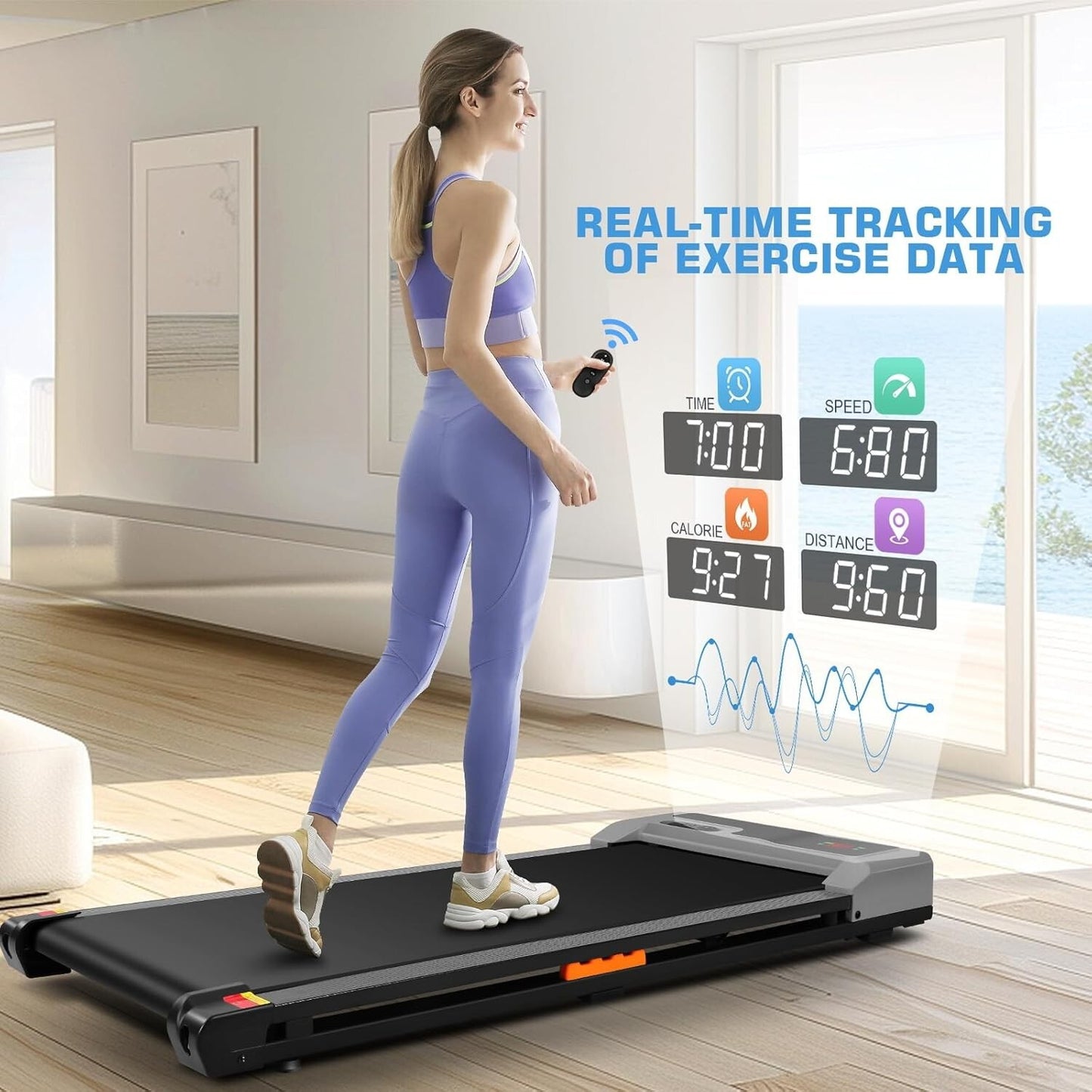 Walking Pad 3 in 1 Under Desk Treadmill, 2.5 HP Quiet Portable Walking Treadmill