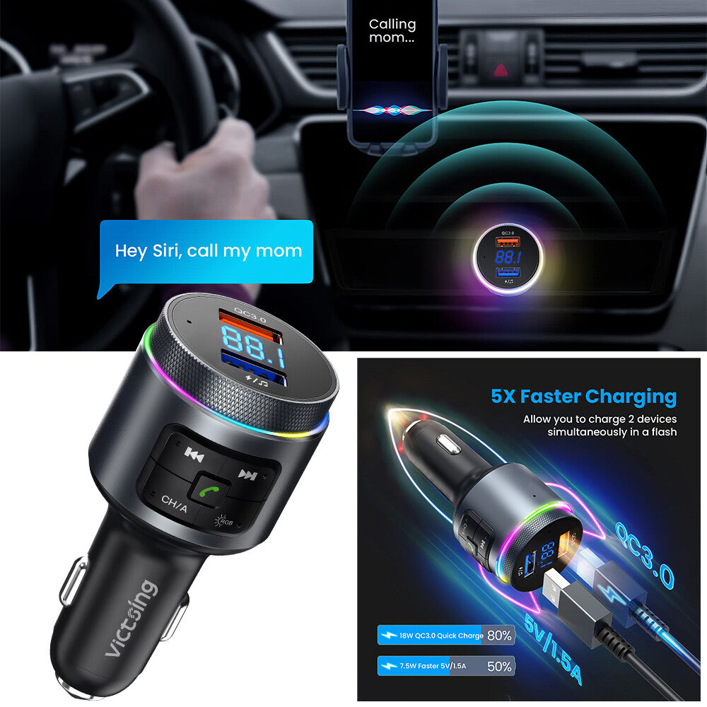 Bluetooth Car FM Transmitter MP3 Player Radio Wireless Adapter Kit 2 USB Charger