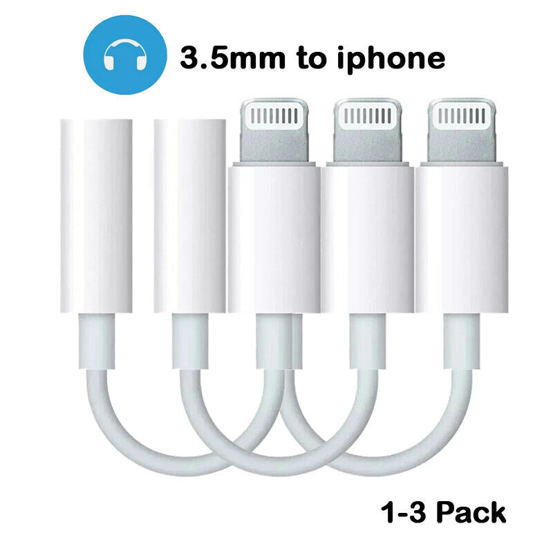 1-3PCS For iPhone Headphone Adapter Jack 8Pin to 3.5mm Aux Cord Dongle Converter