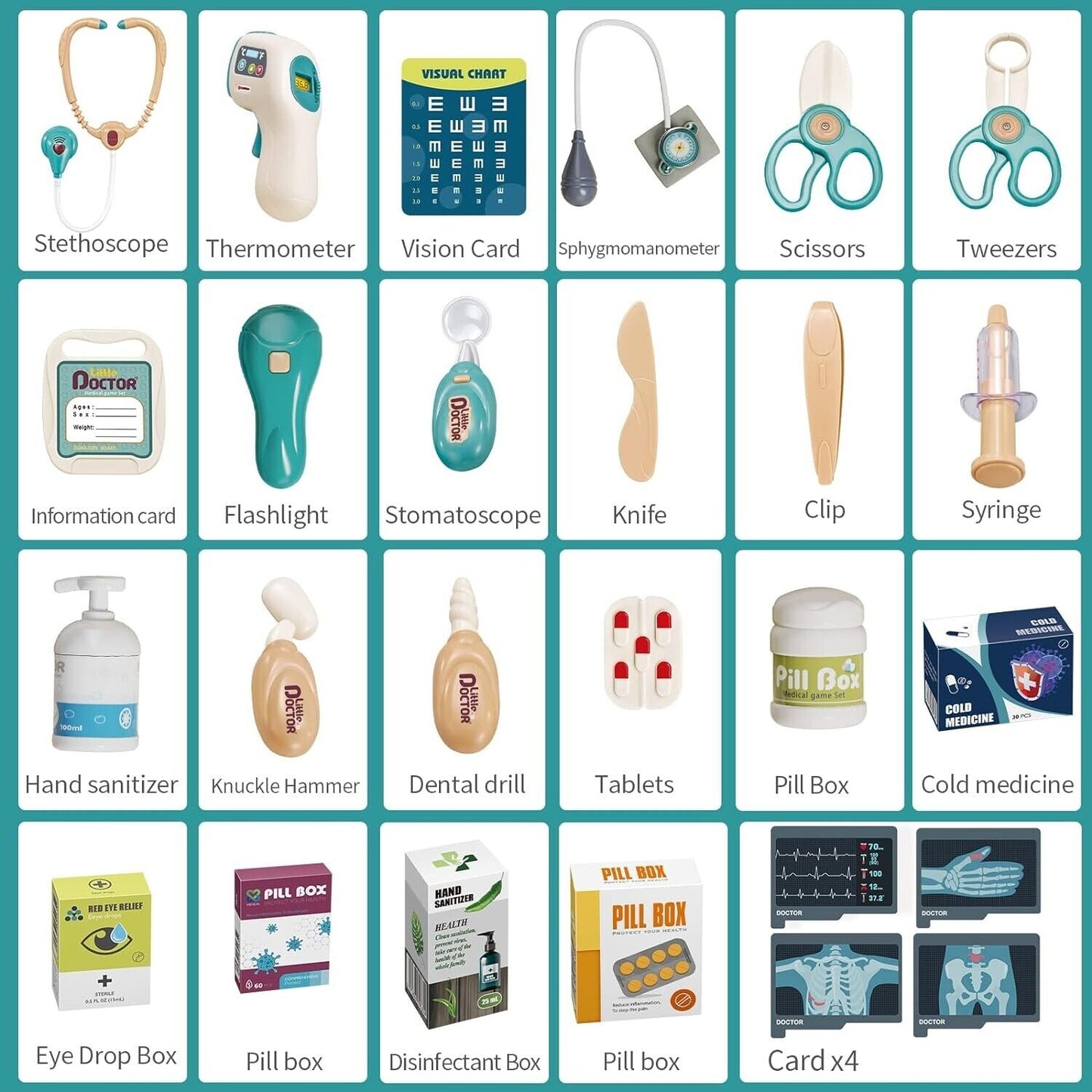 Doctor Kit for Kids, 28Pcs Pretend Play Medical Kit Toy with Sound and Light