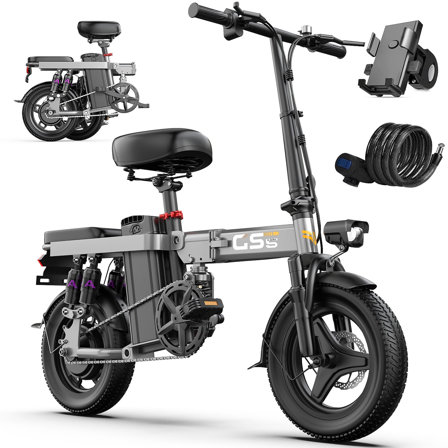 GS5 Folding Electric Bike for Adults 740W 19MPH Electric Bicycle Commuter Ebike