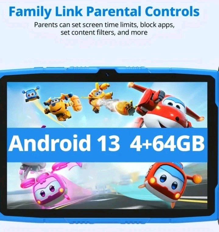 Kids Tablet, 10 Inch Tablet for Kids Android 13, 4GB+64GB/1 TB Expansion, Blue