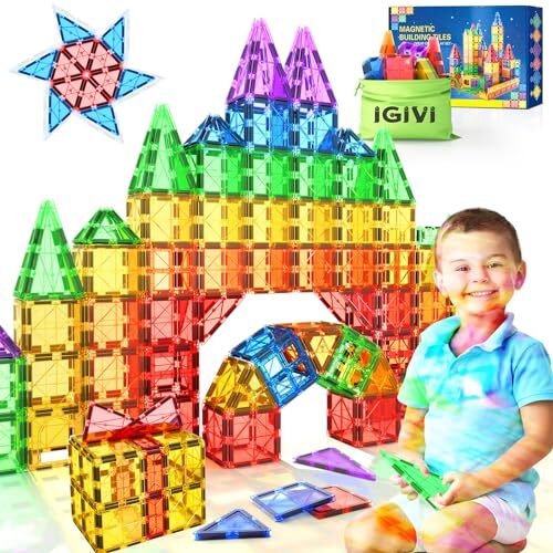 IGIVI Magnetic Tiles Kids Toys, STEM Building Blocks - GREAT GIFT