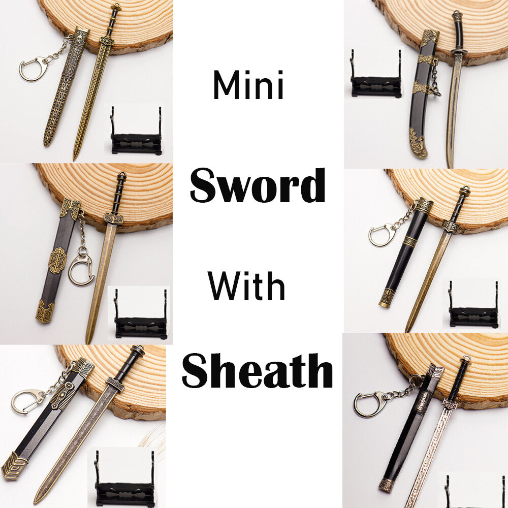 Ancient Chinese Mini Sword Keychain Sword Metal Weapon Toy Key Chain Cute Keycha