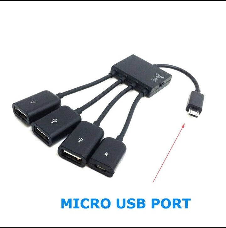 Micro USB Charging OTG Hub Splitter Cable for Smart Phone Android Tablet 4 In 1
