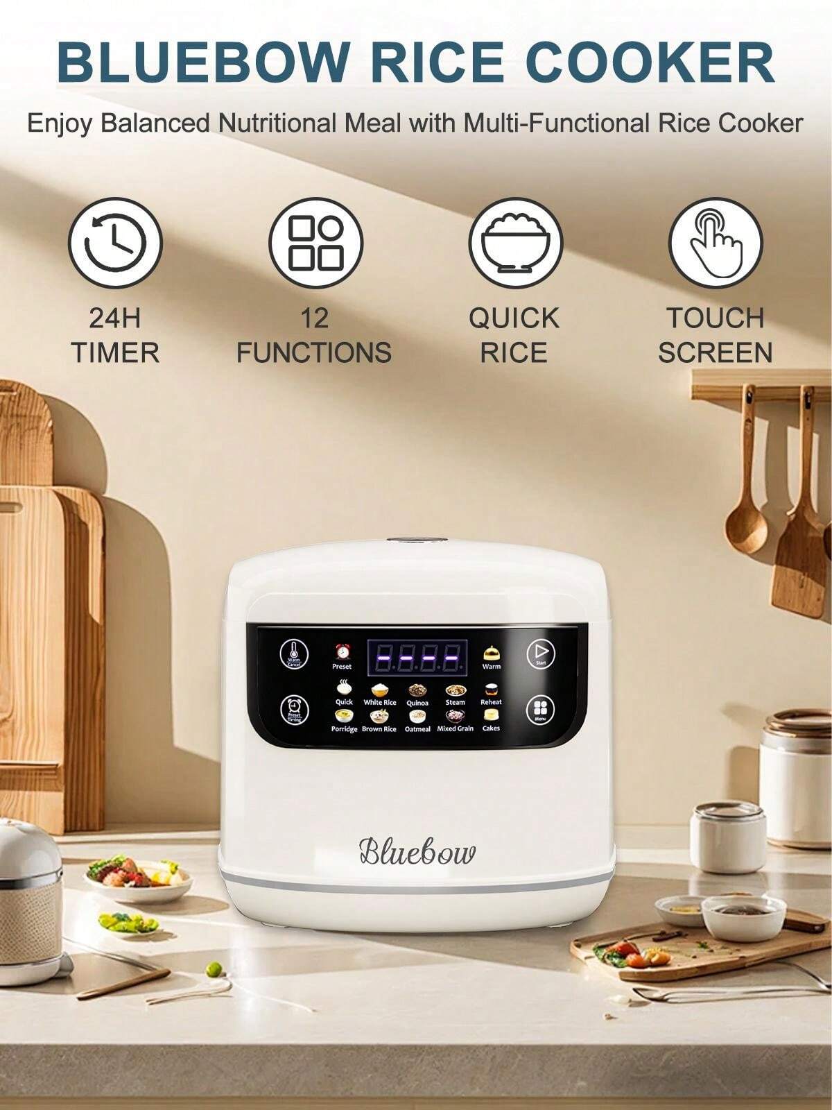 2.1Qt Rice Cooker 12-In-1 Electric Rice Cooker 6-Cup(Uncooked)/12-Cup(Cooked)