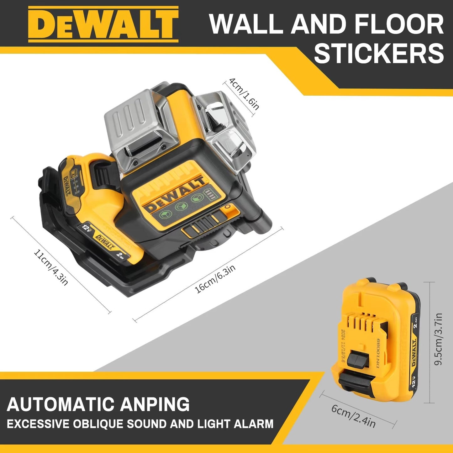 DeWalt DW089LG 12V Green Line 3 x 360 Laser Level Laser Battery + Charger