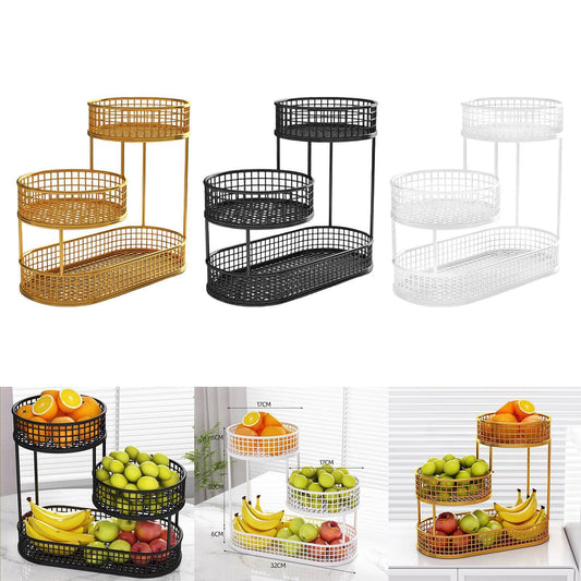 Metal Fruit Basket Vegetables Storage Rack Table Centerpiece Serving Tray