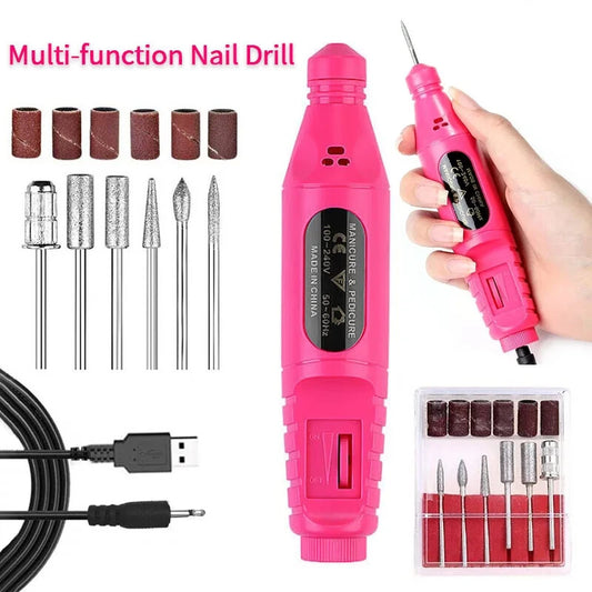 Nail Sander Manicure Pedicure Electric Portable Drill USB Kit