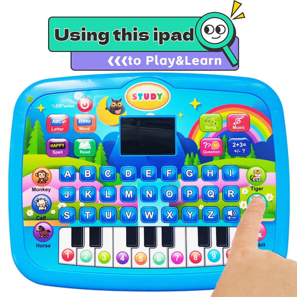 Kids’ Education Tablet Toy, Age 3+ Literacy Learn Doubles as Electronic Keyboard