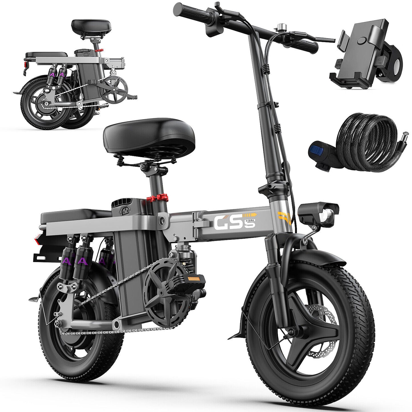 GS5 Folding Electric Bike for Adults 740W 19MPH Electric Bicycle Commuter Ebike