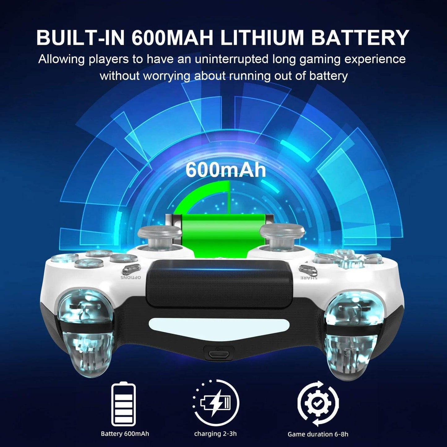 RGB Light Wireless Game Controller For PS4 PS3 Console Computer PC LED Bluetooth