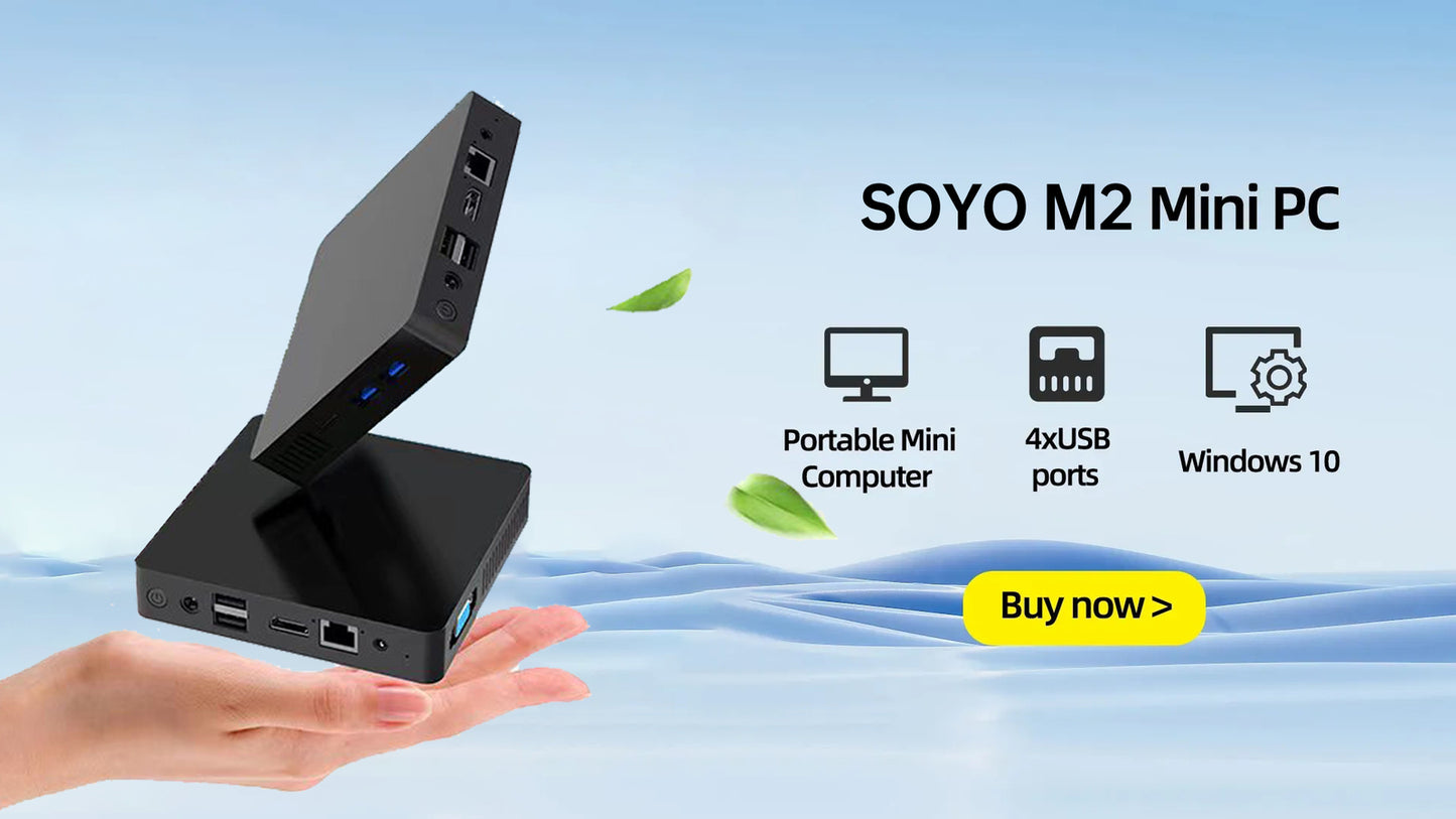 Mini PC Intel N3350 CPU 4G RAM 64G ROM VGA USB3.0 Support M.2 Win10Pro