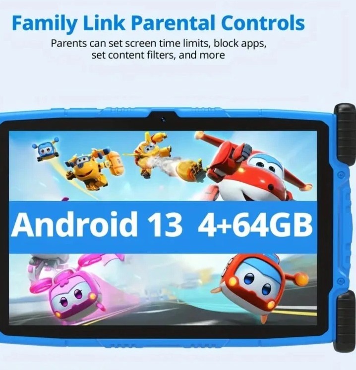 Kids Tablet, 10 Inch Tablet for Kids Android 13, 4GB+64GB/1 TB Expansion, Blue