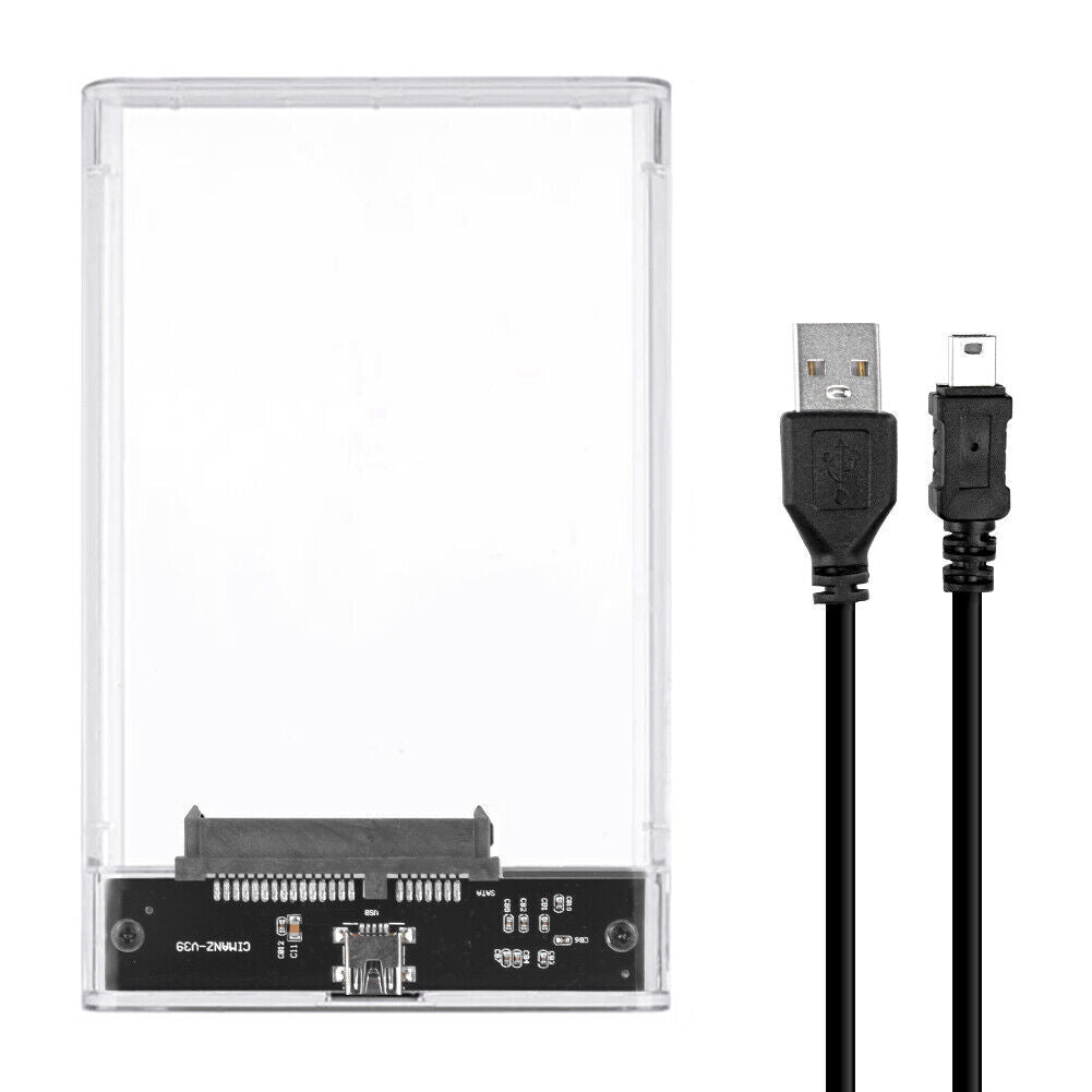 Drive Hard 3.0 Case 2.5" SSD External Clear HDD Enclosure Laptop SATA Tool-Free