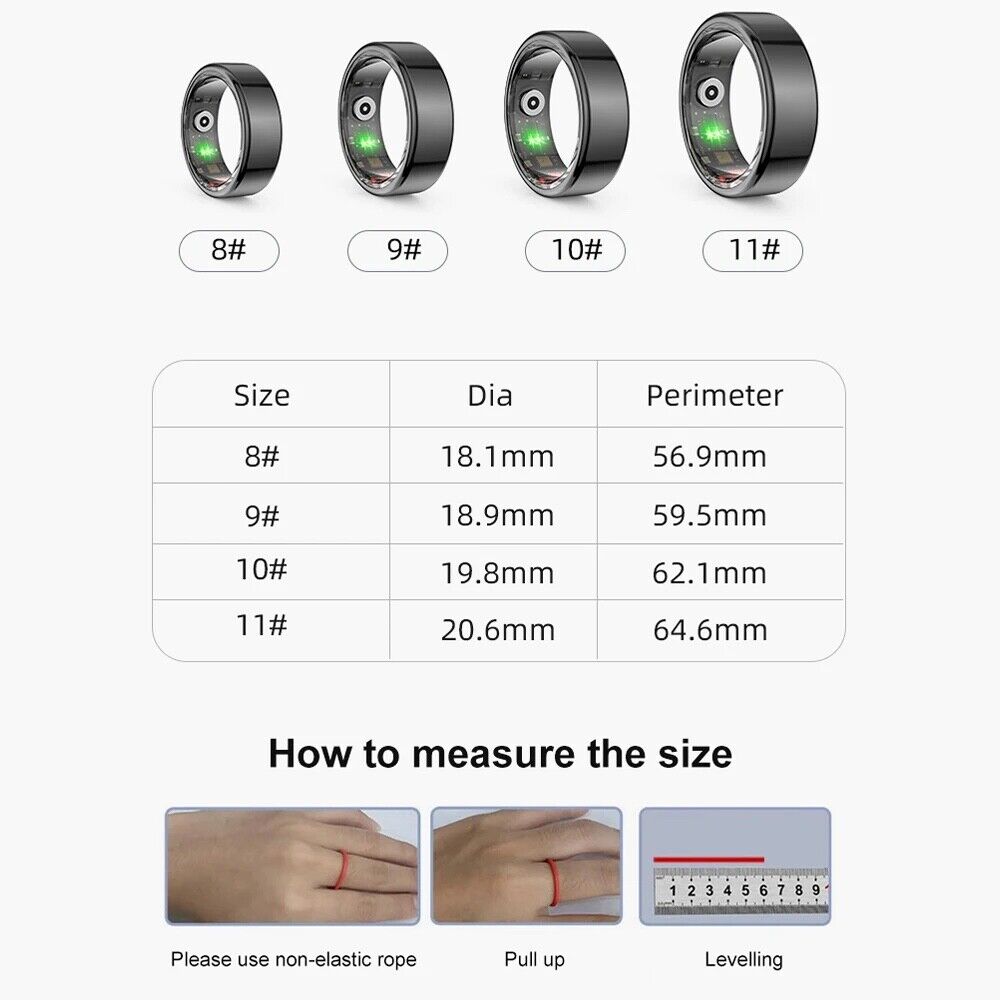 R02 Smart Ring Military Grade Titanium Steel Shell Health Monitoring IP68 &