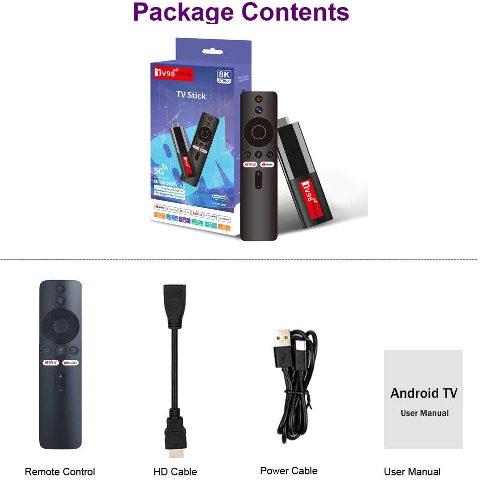 Mini TV Stick Android 14Allwinner H618 Quad Core A53 4K VoiceRemote Smart TV Box