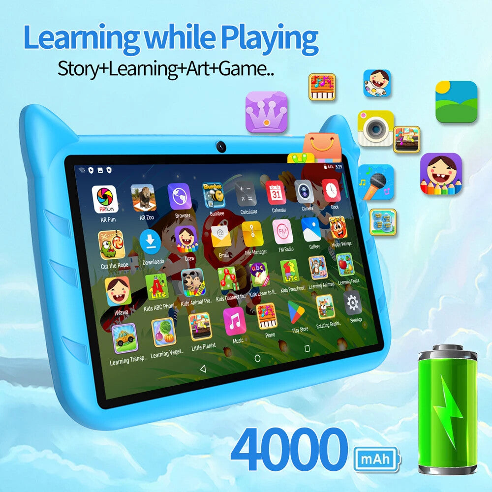 Kid Tablet Android 13, 4GB RAM 1TB Expand,5G WiFi,Dual Camera, Children's Gift