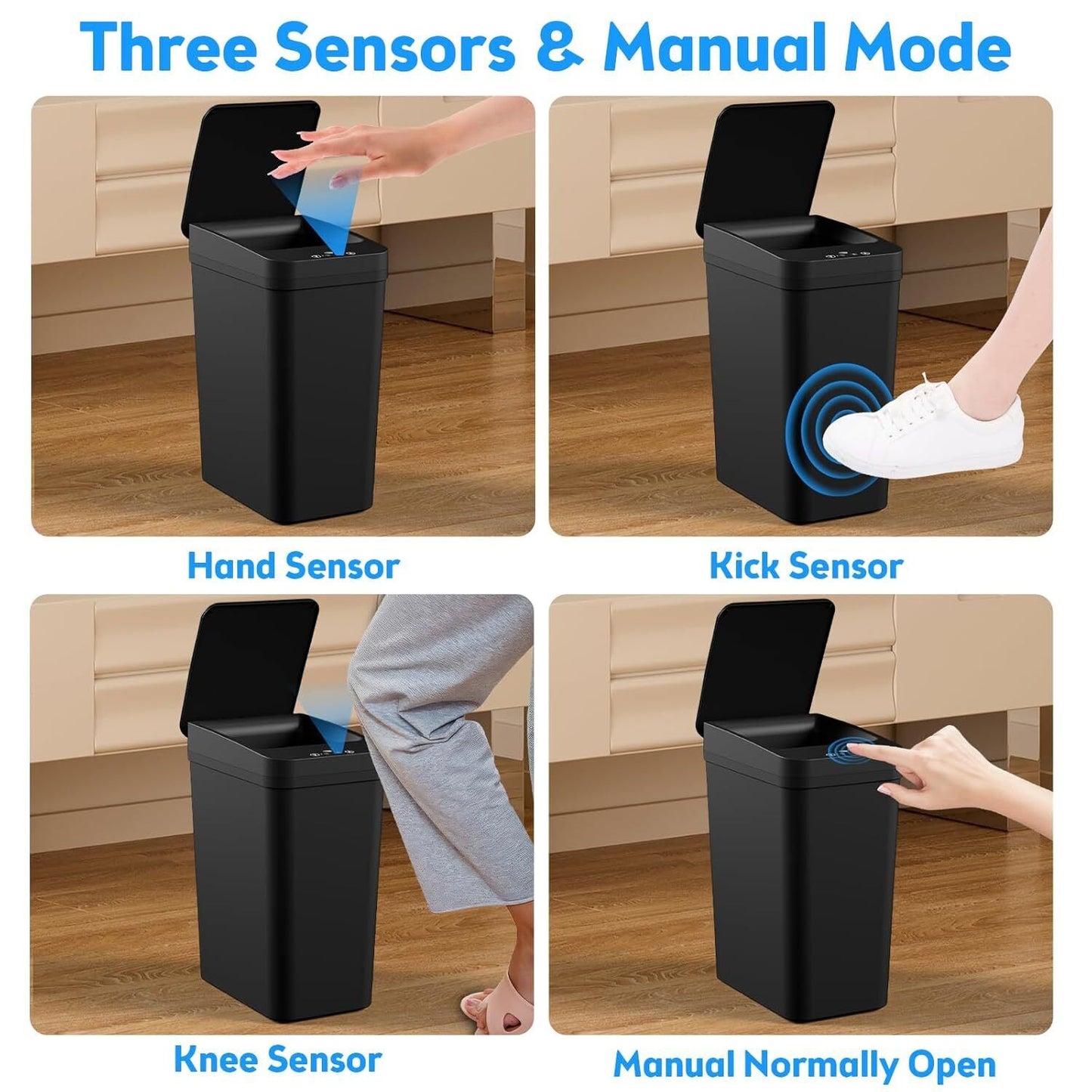 2 Pack Automatic Touchless Garbage Bin Motion Sensor Trash Can Waterproof Office