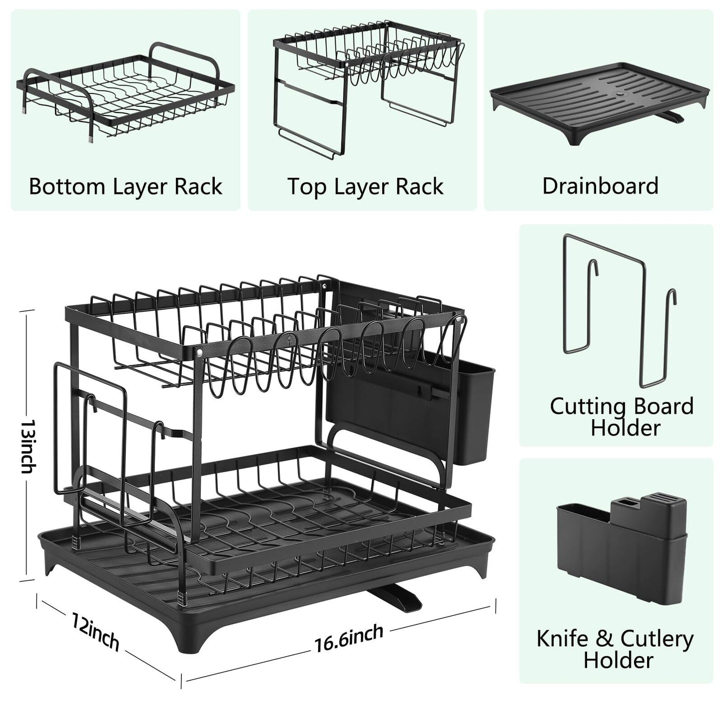 Dish Drying Rack, Multifunctional Dish Rack, Rustproof Kitchen Dish Drying Ra...