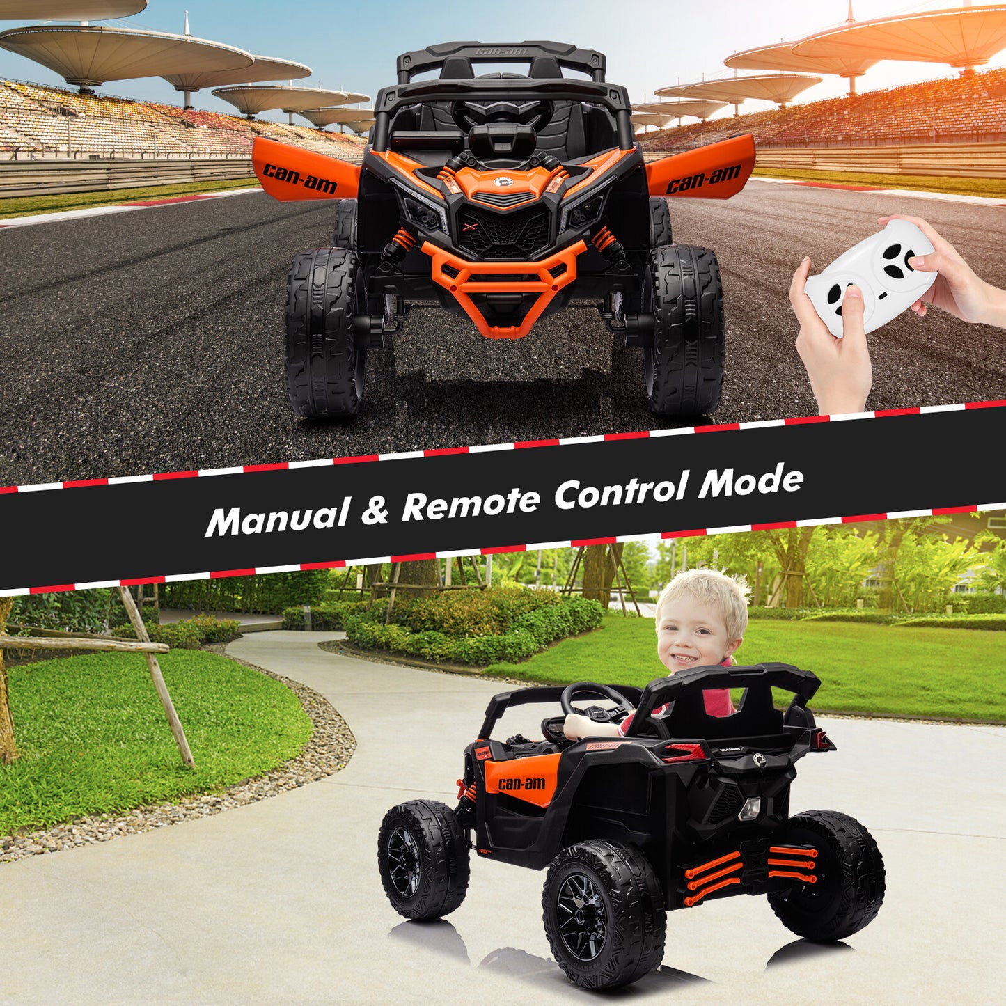 Can-Am Licensed 12V Ride on UTV Car for Kids Electric Fun Toys 4WD Off-Road Quad