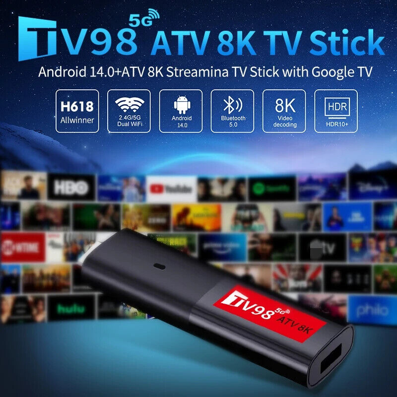Mini TV Stick Android 14Allwinner H618 Quad Core A53 4K VoiceRemote Smart TV Box