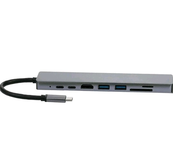 8 in 1 USB-C HUB Type-C Adapter For PC Windows Multi 3.0 4K HDMI Etherne 8 Ports