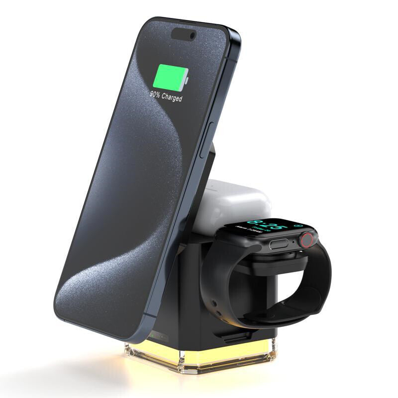 Desktop Cell Phone Holder Foldable Vertical Magnetic 15W Wireless Charger